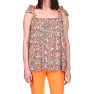🌼Michael Kors Mandarin Floral Border Women Blouse L